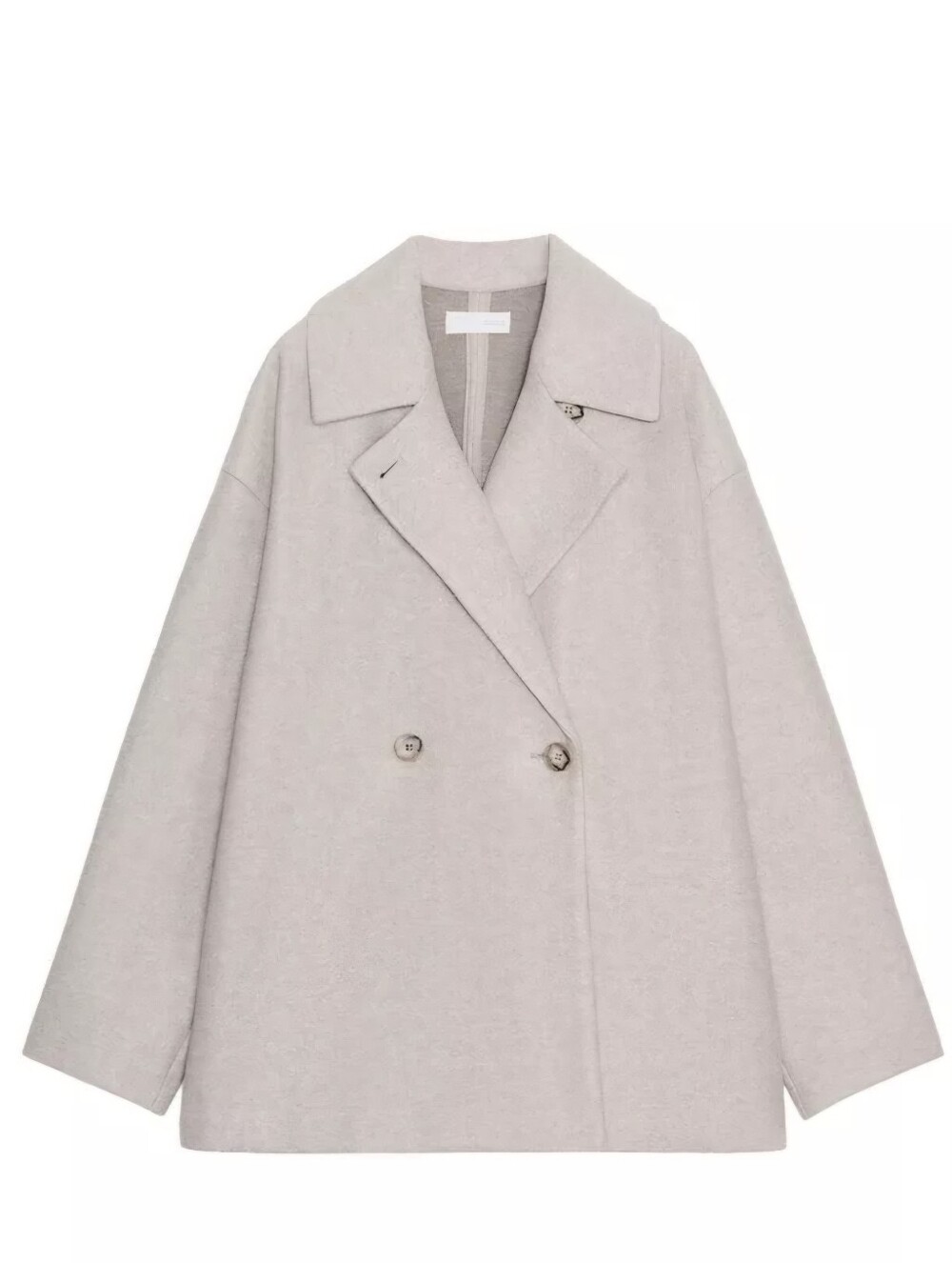 Women's Double-Breasted Wool-Blend Coat Jacket - Light Gray -Zara
